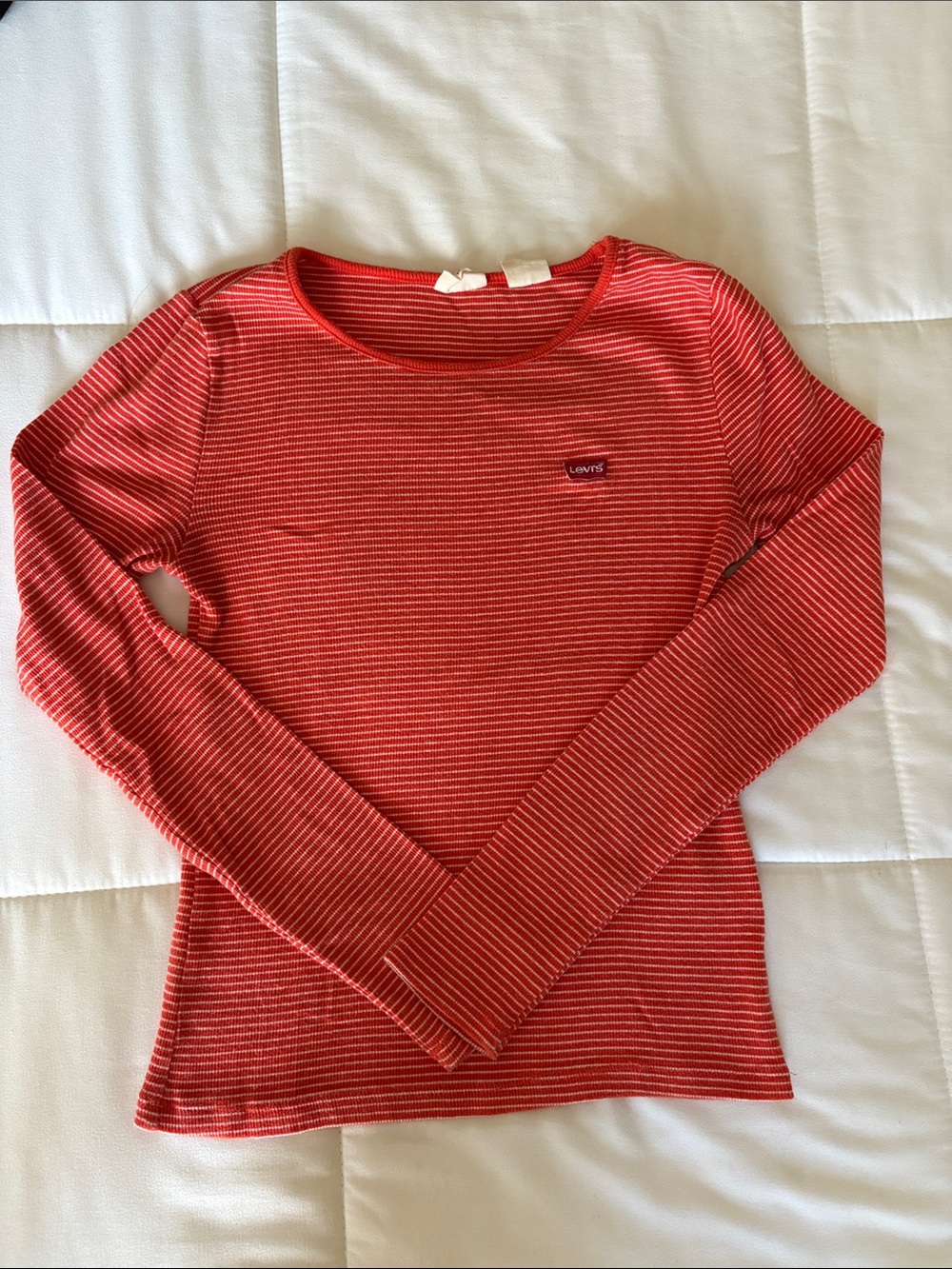 Levi's Red and White Striped Long Sleeve Tee